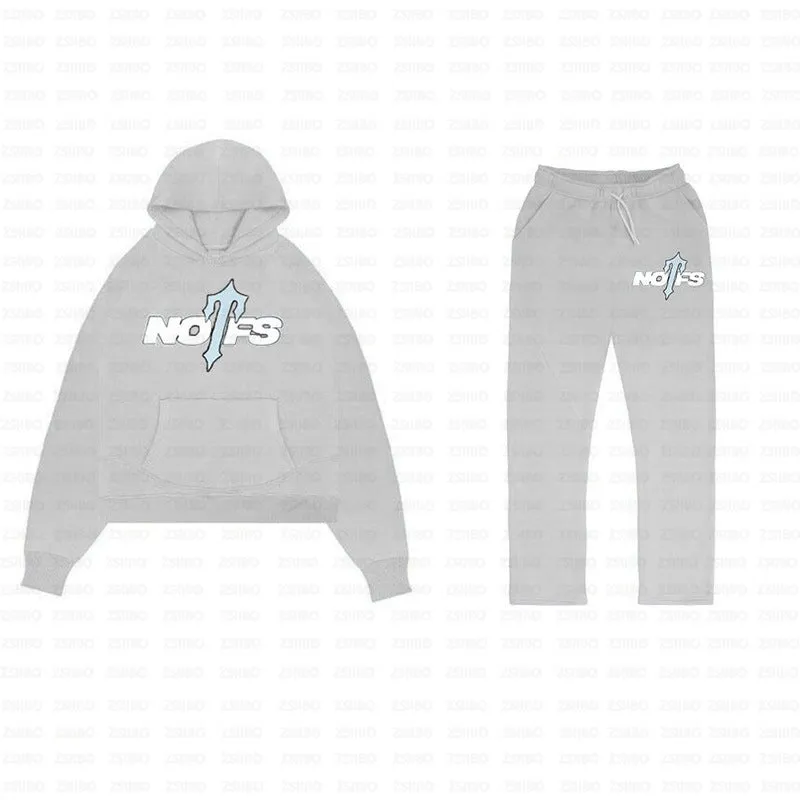 Znbbw Tide Brand NOFS Printing Sports Suit Retro Loose Hooded Sweater Autumn And Winter Men's And Women's Casual Trousers
