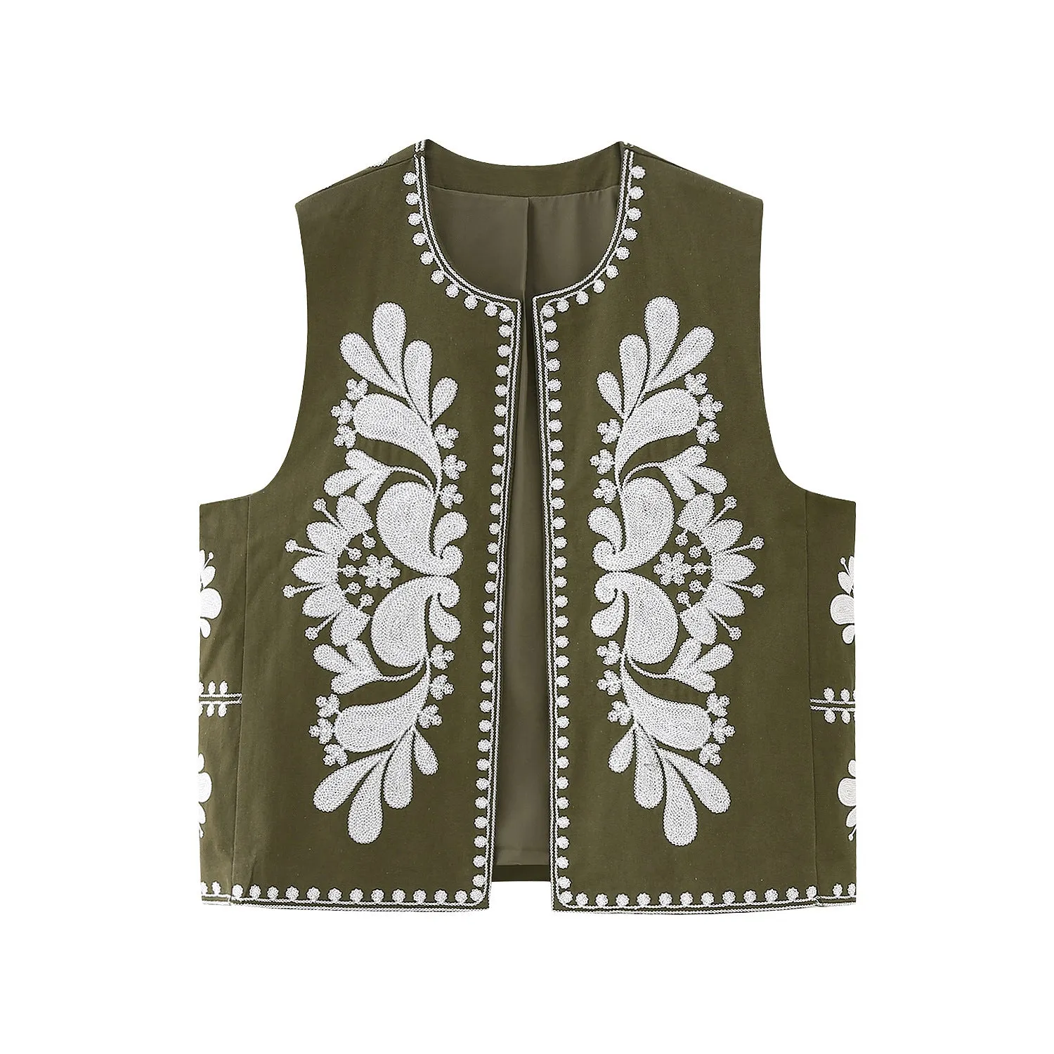Znbbw New Matching Color Embroidery Fashion Vest 6895054