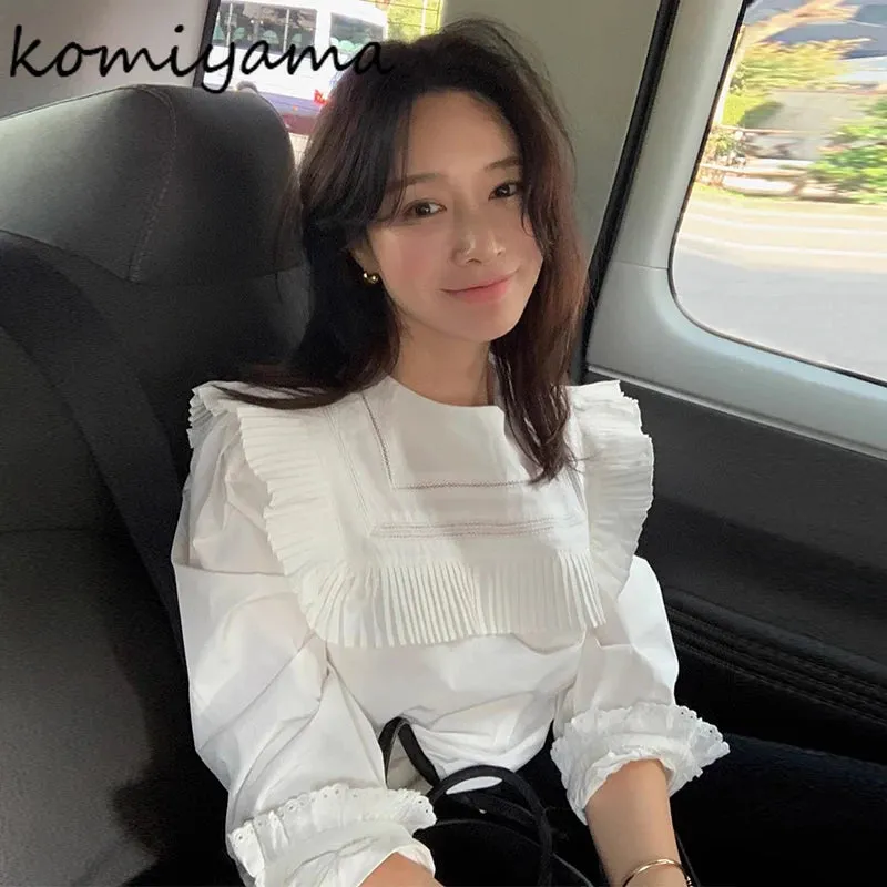 Znbbw Lager Lapel Shirts Blouses Lace Up Long Sleeve Blusas Mujer Loose Camisas Korean Chic Ropa Spring Womens Clothing