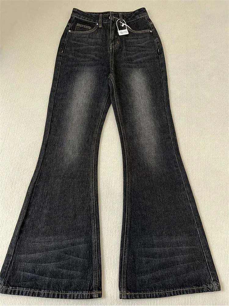 Znbbw Fashion Flare Jeans Pants Women Y2k 2024 Streetwear High Waist Straight Pant Slim 90s Casual Female Career Long Trousers