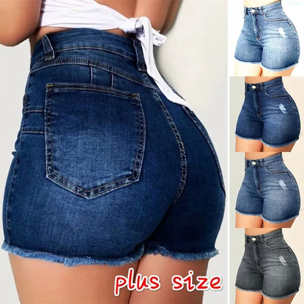 Znbbw Women Push Up Denim Shorts Ripped Jeans High Waisted Hotpant Slim Fit Denim Short Summer Fashion Female Sport Ultra Shorts