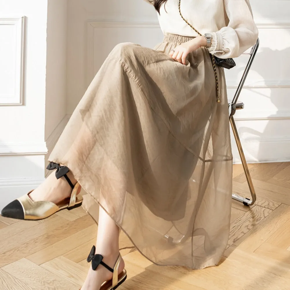 Znbbw Women Skirts Princess Mesh Stitching 2 Layers Pleated Skirt Spring Summer Casual Chic A-Line Skirts Faldas Mujer Moda Jupe 2023