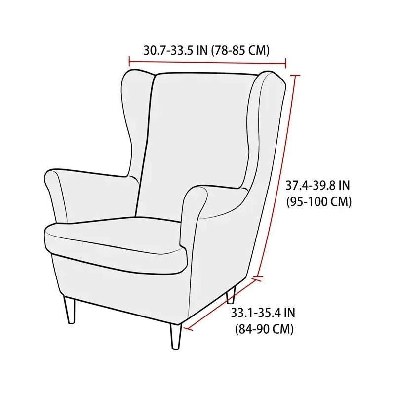 Znbbw Wing Chair Cover Polar Fleece Wingback Sofa Covers Elastic Spandex Armchair Cover with Cushion Cover Furniture Protector