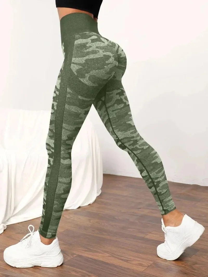 Znbbw Women Camouflage Seamless Yoga Pants High Waist Lifting Hip Peach Hip Fitness Leggings Quick Drying Running Sports Leggings