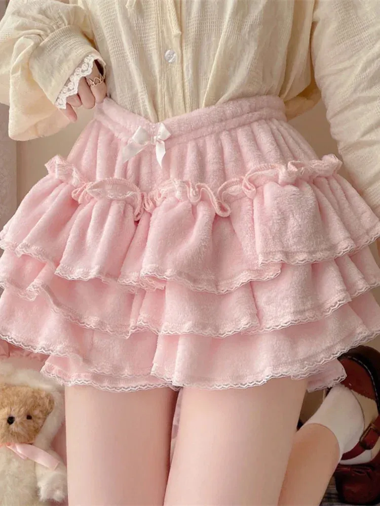 Znbbw Lolita Kawaii Short Pants Women Bow Pleated Sweet Shorts Female Korean Fashion Elegant Casual Y2k Cute Shorts 2024