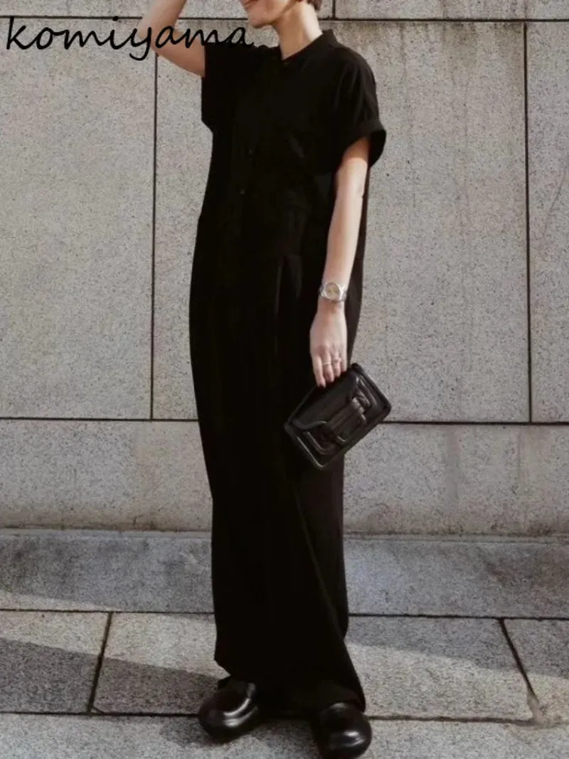 Znbbw Waist Pleated Rompers 2024 Spring Summer New Clothing Loose Casual Jumpsuits Wide Leg Pants Japanese Simple Onsie Women