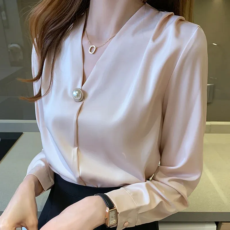 Znbbw Sleeve V-Neck Office Lady Blouse Tops Women Blouse Women Blusas Mujer De Moda 2023 Chiffon Blouse Women Blouses Blusa E205