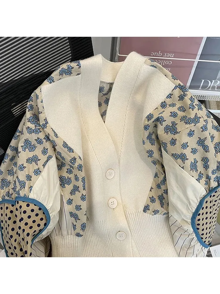 znbbw Patchwork Color Block Shirt For Women V Neck Long Sleeve Loose Korean Fashion Blouses Cardigan Female Autumn 2023