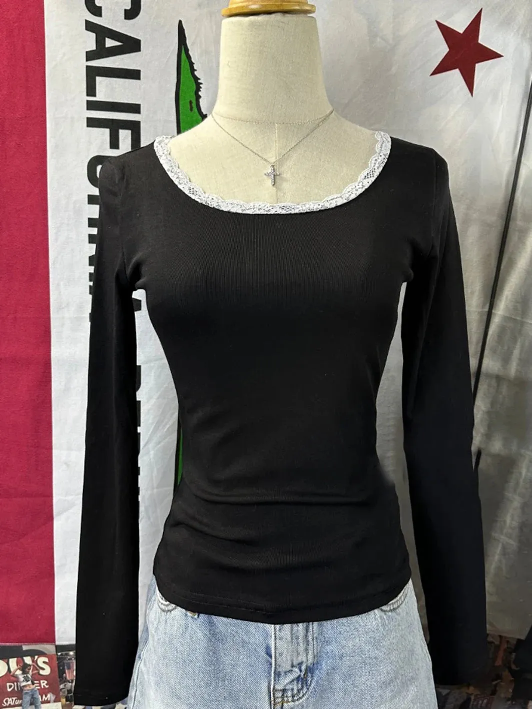 Znbbw Trim Black Long Sleeve T Shirt Women Spring Crew Neck Slim Cotton Tees Female Vintage Simple Basic Casual T-shirt Y2k Tops