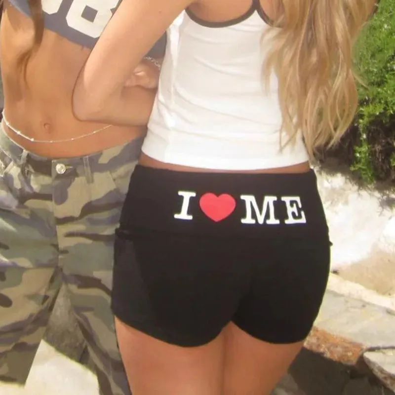 Znbbw sports and leisure style European and American sweet and cool spicy girl sexy letter printed tight elastic shorts