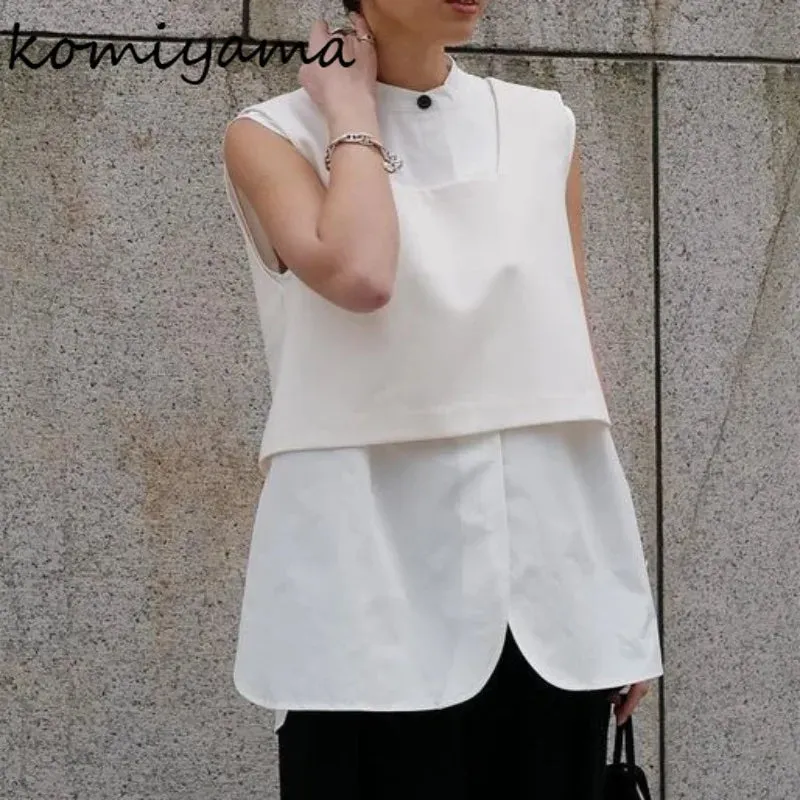 Znbbw Single Button Ropa Mujer Sleeveless Top Spring Summer Clothes Japanese Simple Tanks & Camis Fashion Ins Women 2024 Tops