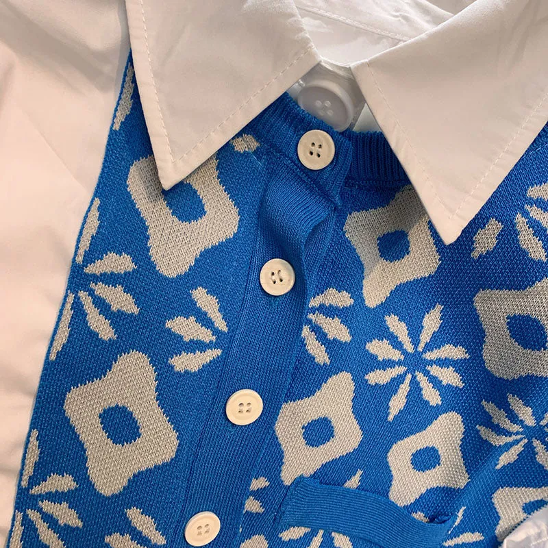 znbbw Summer High Street Female Blouse Button Loose Knitting Patchwork Women Shirts Fashion Casual Elegant Ladies Tops Harajuku