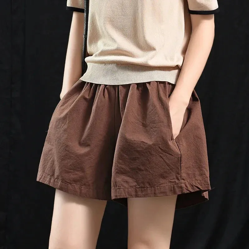 Znbbw Korean Women Streetwear Shorts Fashion Oversize Wide Leg Pants Harajuku All Match Female Solid Color Sweatpants Summer New