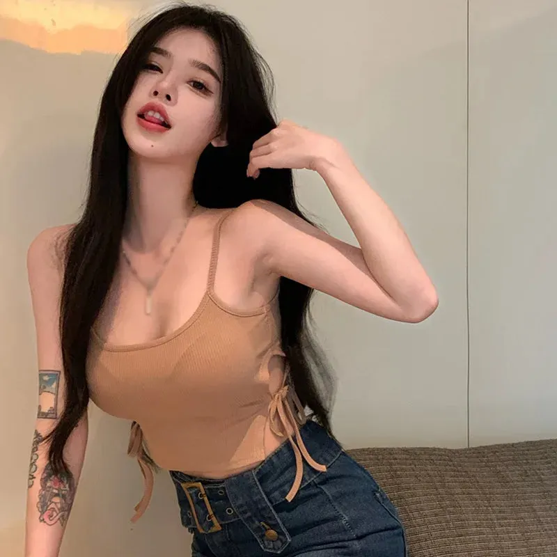 Znbbw Korean Version Camouflage Casual Tank Top With Tight And Sexy Short Sleeveless Suspender Small Tank Top