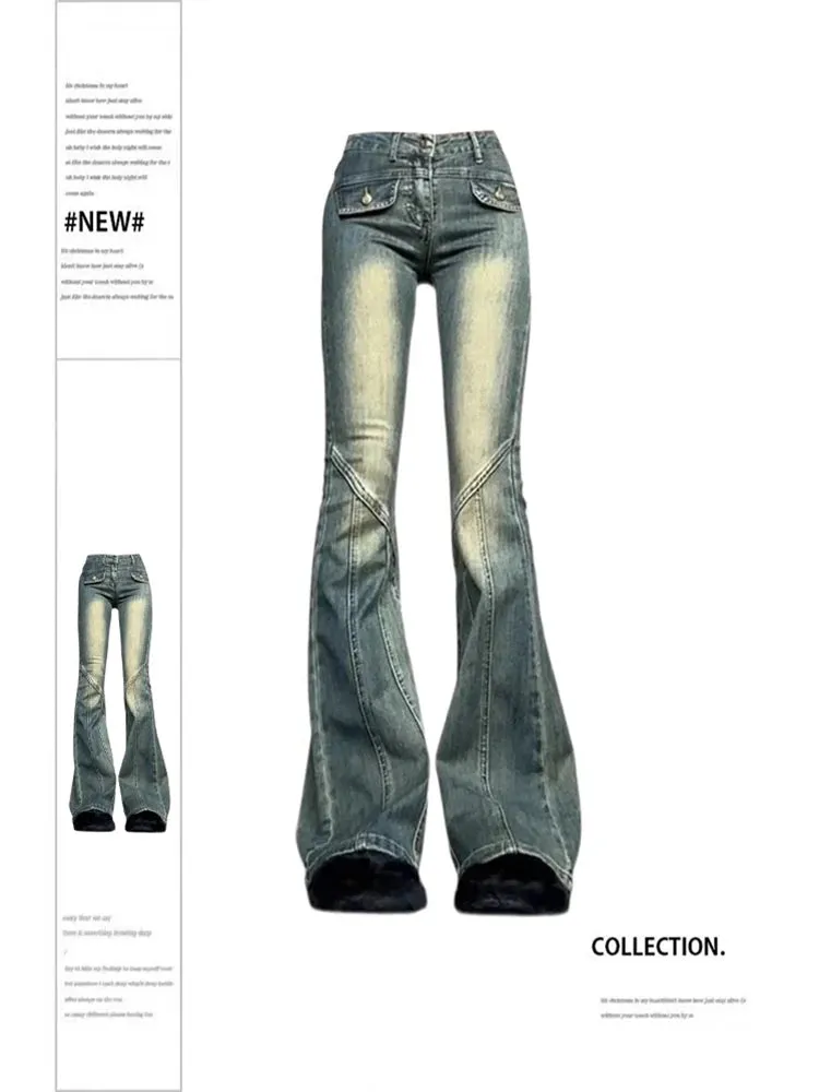 Znbbw Women Baggy Blue Flare Jeans Vintage Y2k 90s Aesthetic Denim Trousers 2000s Harajuku High Waist Wide Cowboy Pants Trashy Clothes