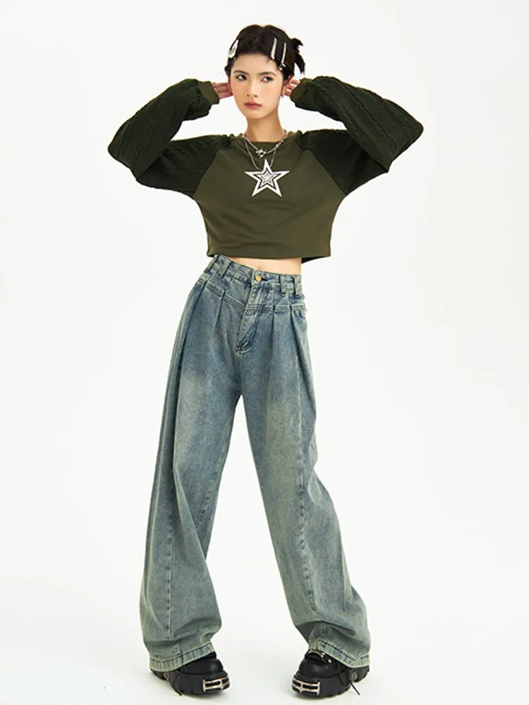 znbbw Y2K Jeans Women Streetwear Vintage Wide Leg Pants Super Loose High Street Pantalones Korean Fashion Baggy Pant Trousers