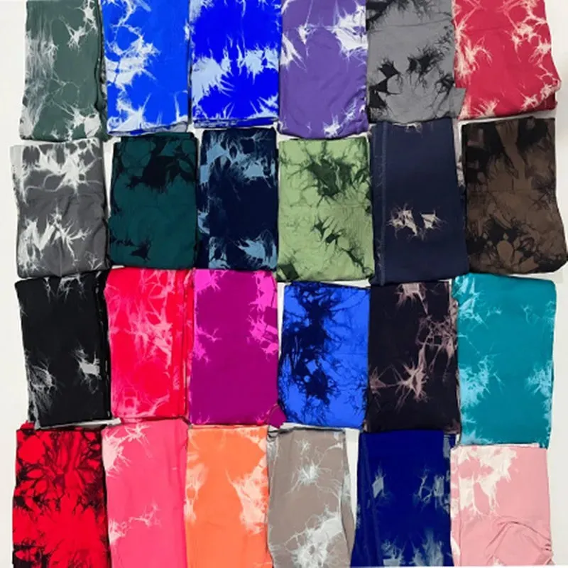 Znbbw Sports Fitness Tie Dye Yoga Pants Women Seamless High Waist Push Up Tights Fitness Workout Leggings Gym Clothing 23 color