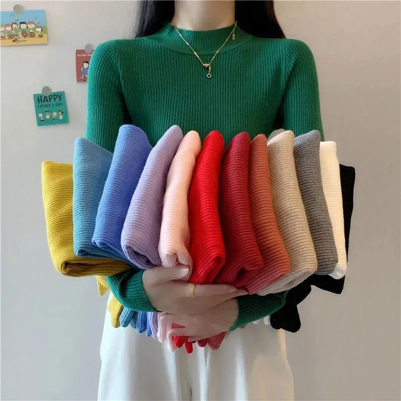 Znbbw Turtleneck Sweater Winter Pullover Knitted Basic Top Elastic Fall Slim Ladies Jumper Casual Long Sleeve Female Sweater