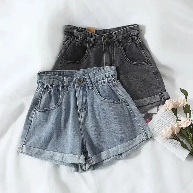 Znbbw New Summer Korean Retro High-waist Loose Jeans Shorts Women Versatile Edge Casual Hot Pants Women Clothing Jeans PTKPCC