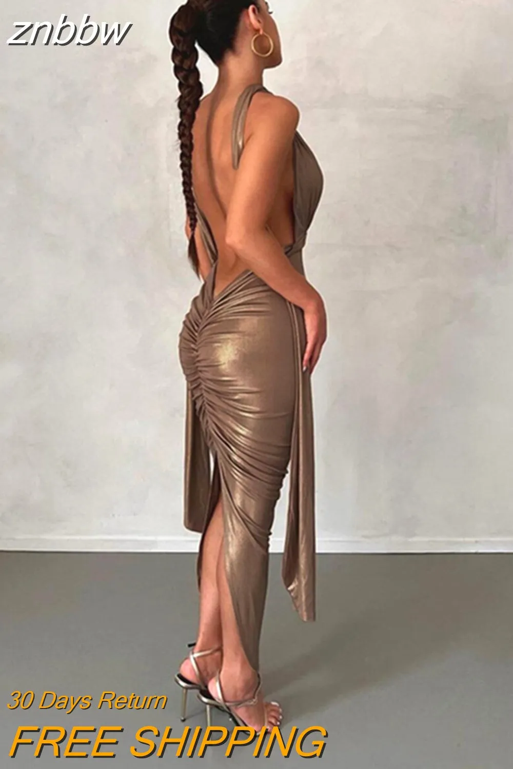 znbbw Spring Sexy Solid Cami Backless Bandage Bodycon Maxi Dresses Club Outfit For Women 2023 Party Long Dress Women Clothing