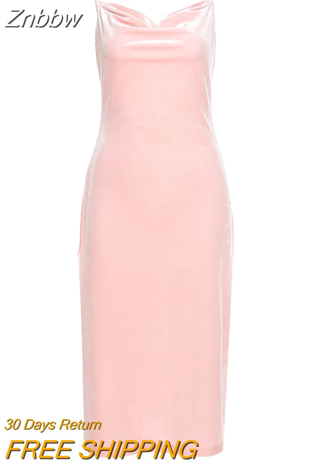 Znbbw Fashion Elegant Party Strap Dress Women Summer 2023 New Solid Pink Simple Office Lady Street Vacation Beach Dress