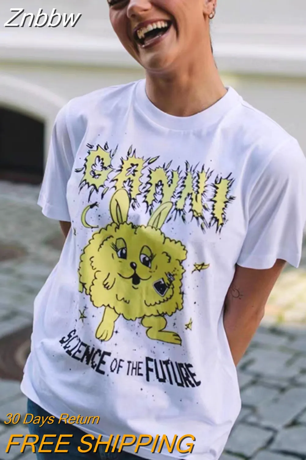 Znbbw Graphic T-Shirt Women Summer Clothing 2023 Fashion Short Sleeve Tee Shirt T-Shirts Female Casual Tees Tops Streetwear 0410