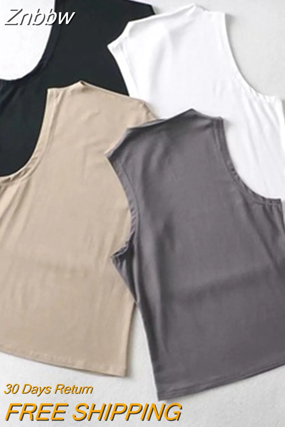 Znbbw Summer NEW Arrival Women Solid Color Causal Sexy Croped-Top Sleeveless Tank Streetwear