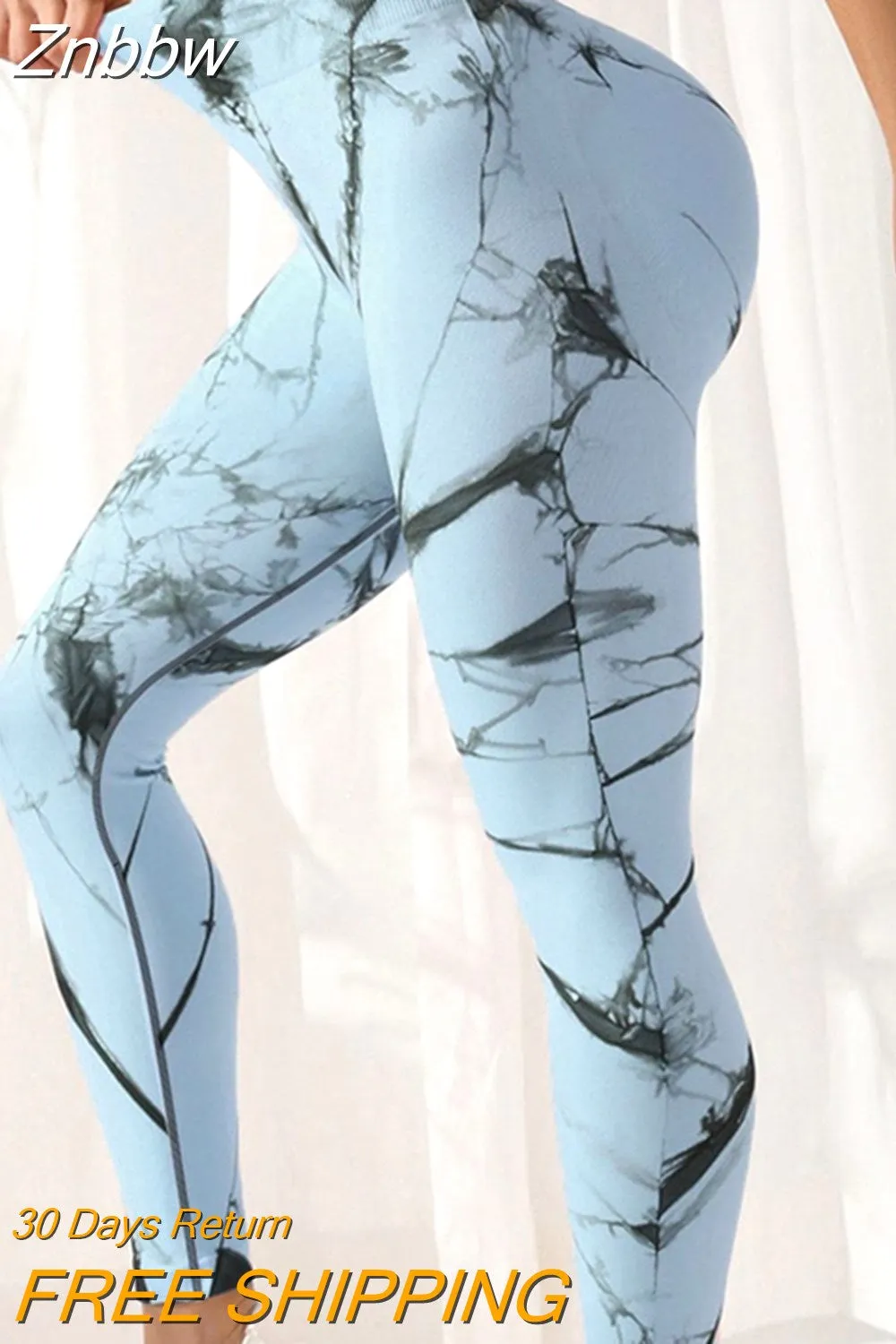 Znbbw Dye Sports Fitness Leggings Women High Waist Peach Hip Lift Seamless Leggings Jacquard Yoga Pants Gym Clothing 2023 New