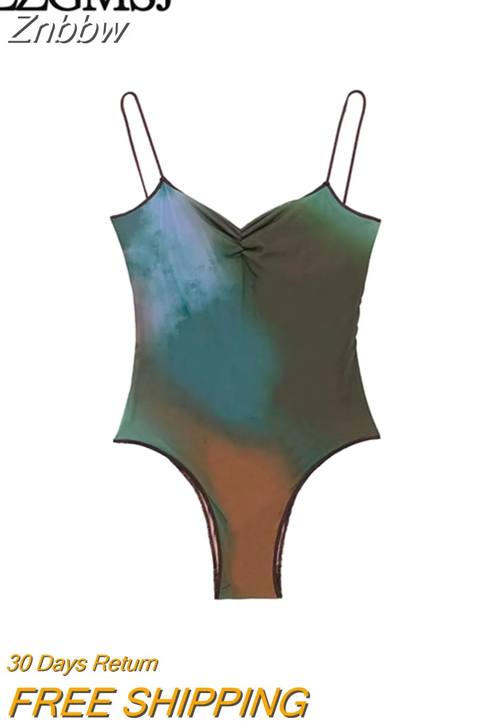 Znbbw TRAF Bikini Women Mesh Swimsuit One Piece Cut Out Swimwear Sexy Cover-Ups V Neck Classic Chic Bathing Basic Bodysuit Top