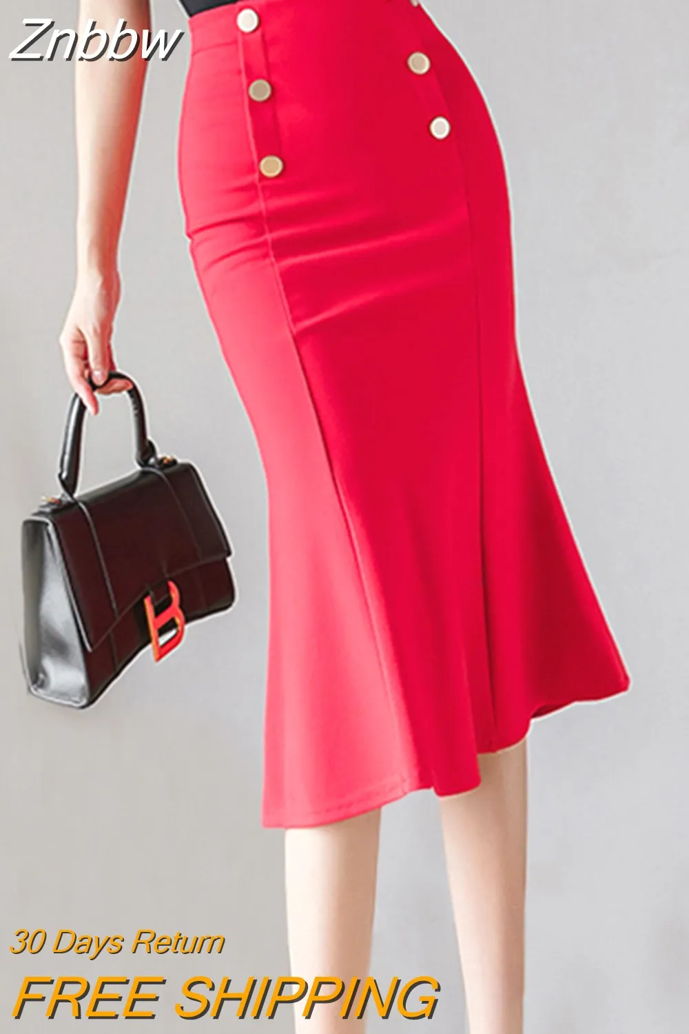 Znbbw Fashion High Waist Office Lady OL Skirts Women Elegant Breasted Stretch Wrap Hip Mermaid Skirts Faldas Mujer Moda 2023