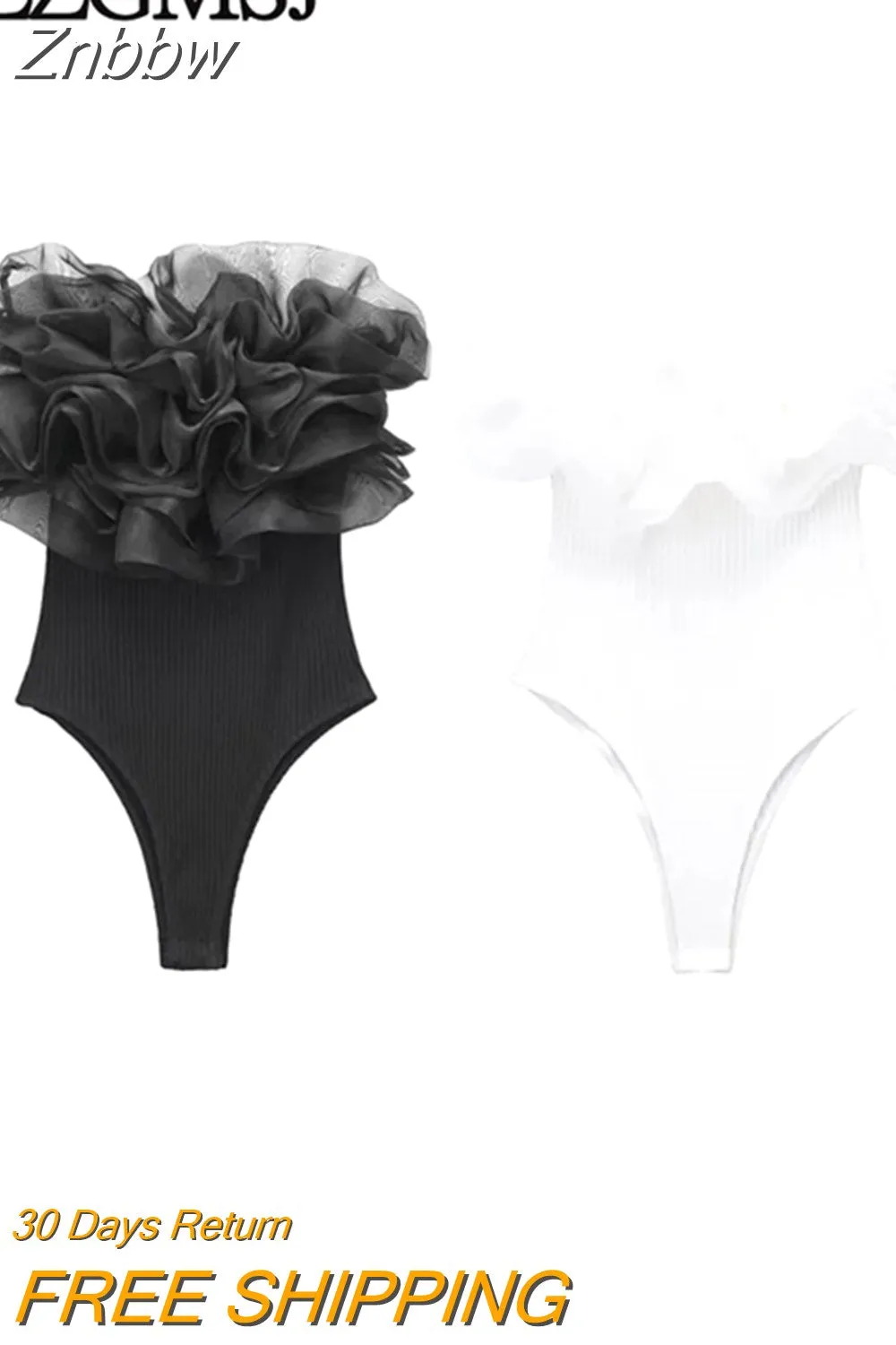 Znbbw TRAF Sexy Bodysuits Women Slash Neck Romper Jumpsuit Women Summer Elegant High Waist Playsuits Beach Overall Holiday Top