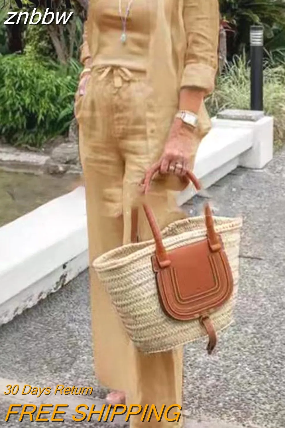 znbbw Street Outfits Fashion Cardigan Shirt + Tank Top + Tie-Up Long Pants Suits Women Loose Simple Solid Color Two Piece Set