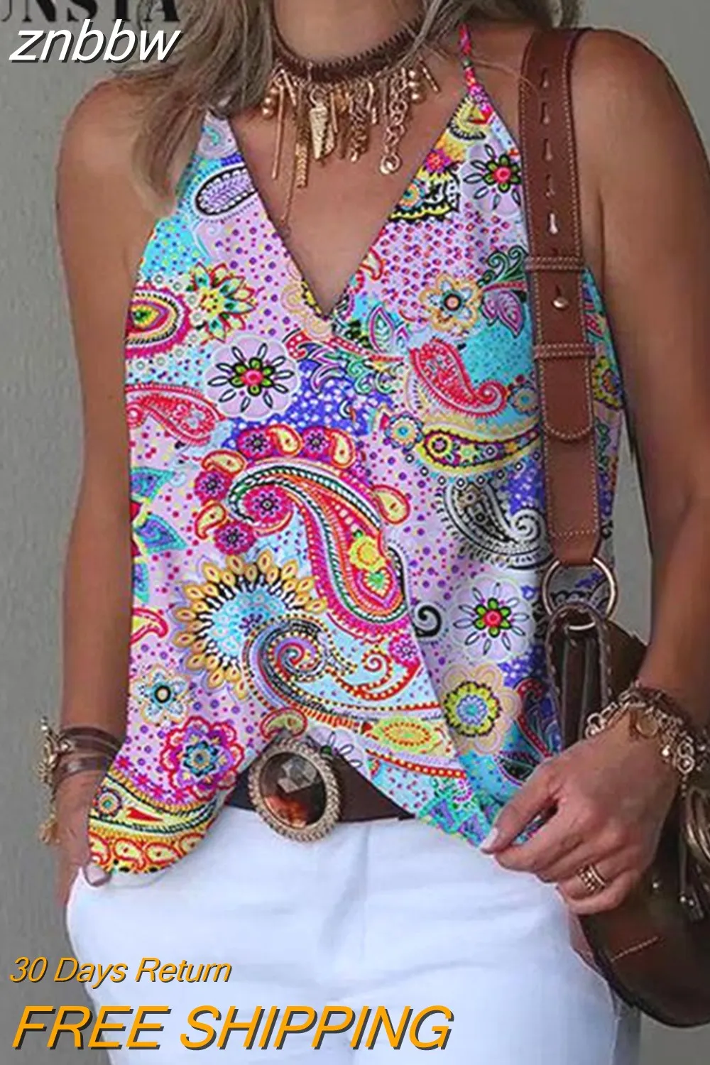 znbbw Summer Sleeveless Fashion Camis Women's Casual Loose Commute Sling Tank Tops Female Pattern Printed T-Shirts Vest Clothing