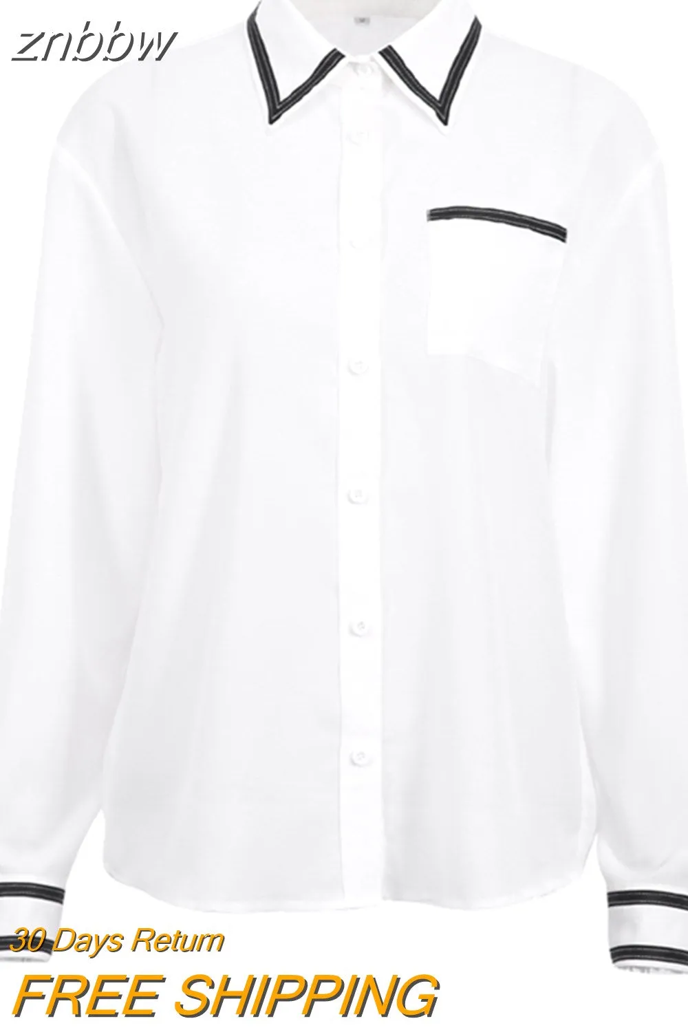 znbbw 2023 Spring Office Lady Patchwork Long Sleeve Women White Basic Shirt Korea Style Button Up Woman Blouse Work Female Tops