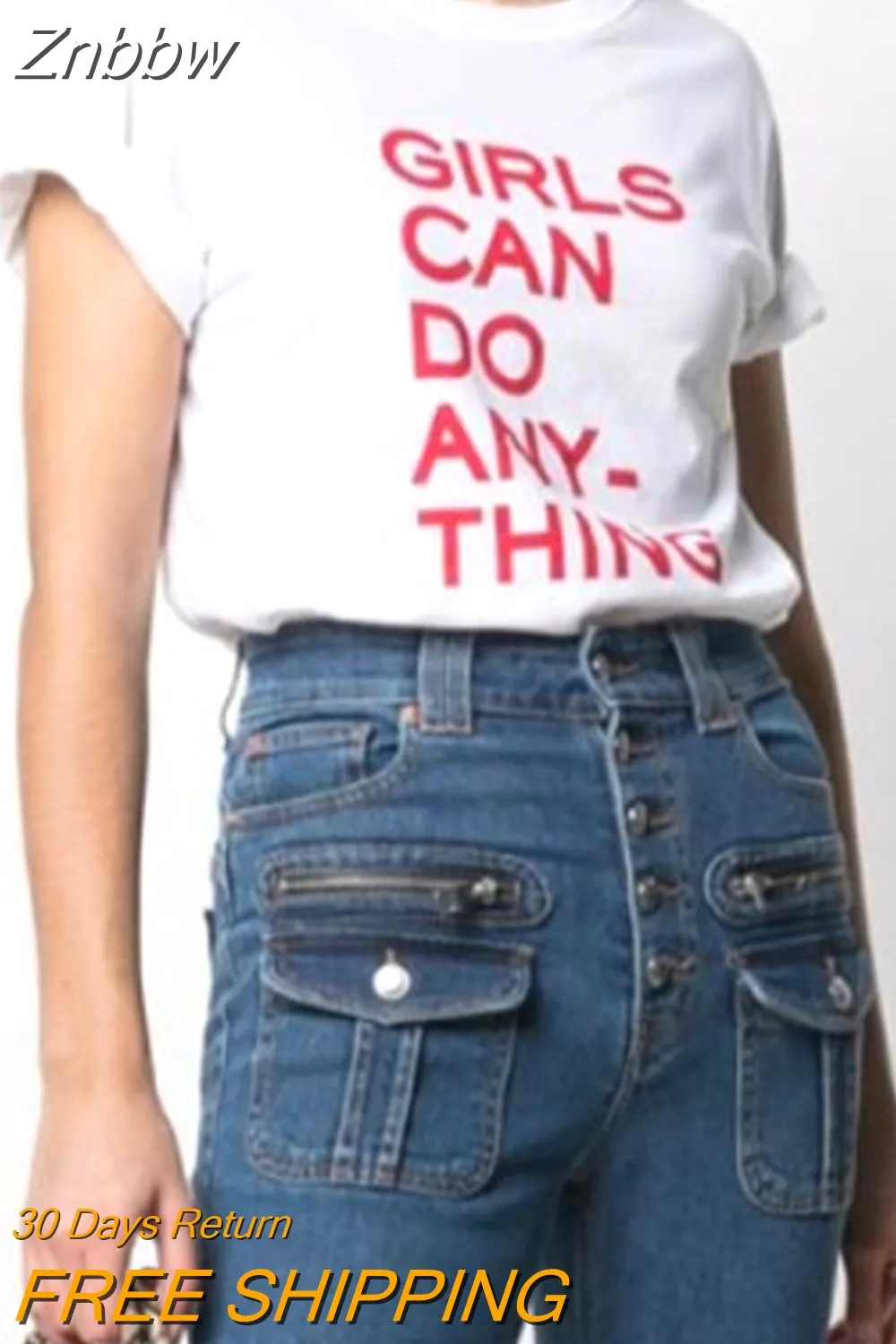 Znbbw Casual Women T-shirt Letter Printed O-neck Short Sleeve Lady Tee Pullover Tops Tee Shirt 2023 Summer Clothes T-shirts