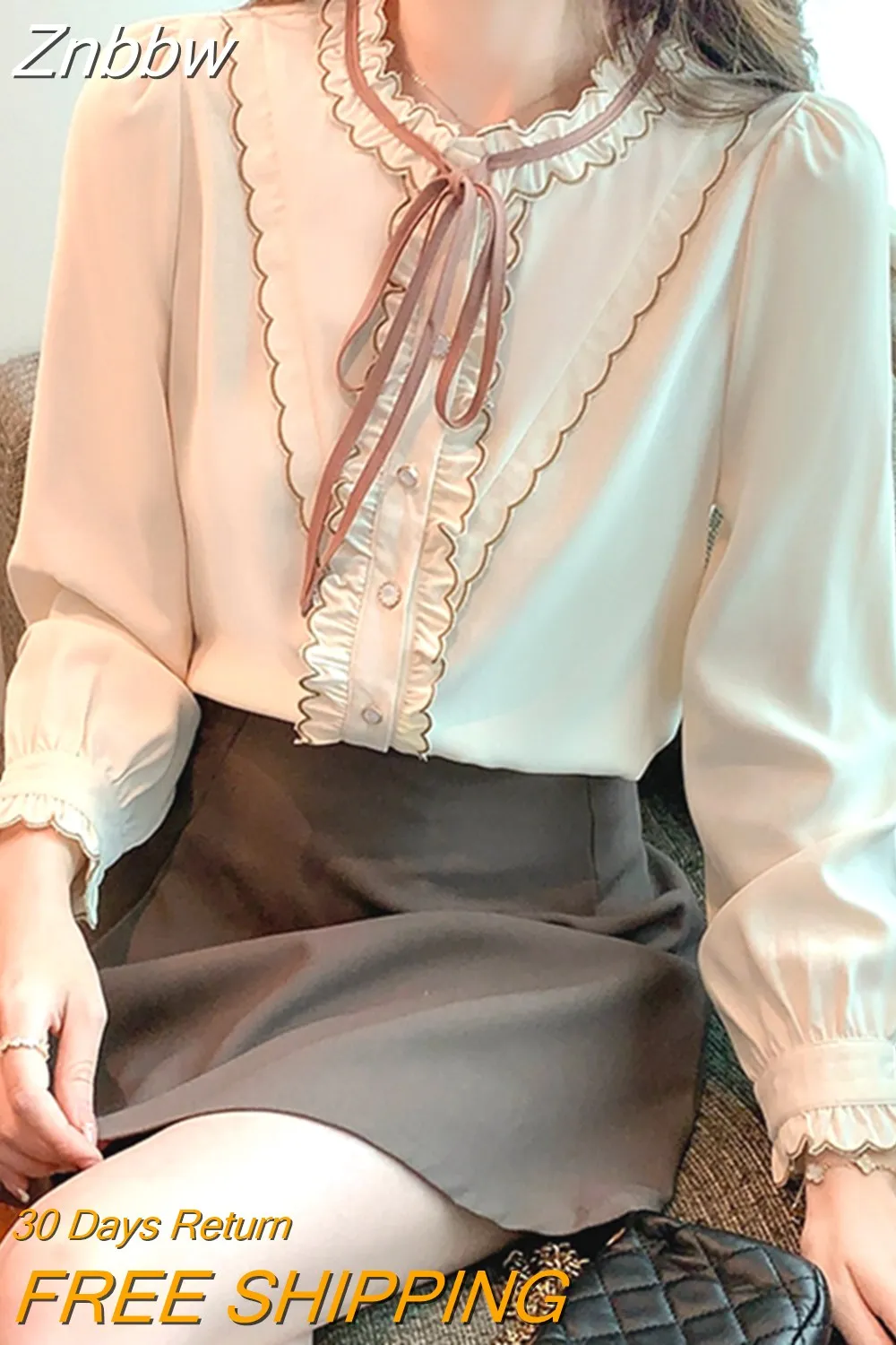 Znbbw Sleeve Blouse Women Ruffles Chiffon Blouse Shirt Tops Women Blusas Mujer De Moda 2023 Blouses Shirts Blusa Camisas F507