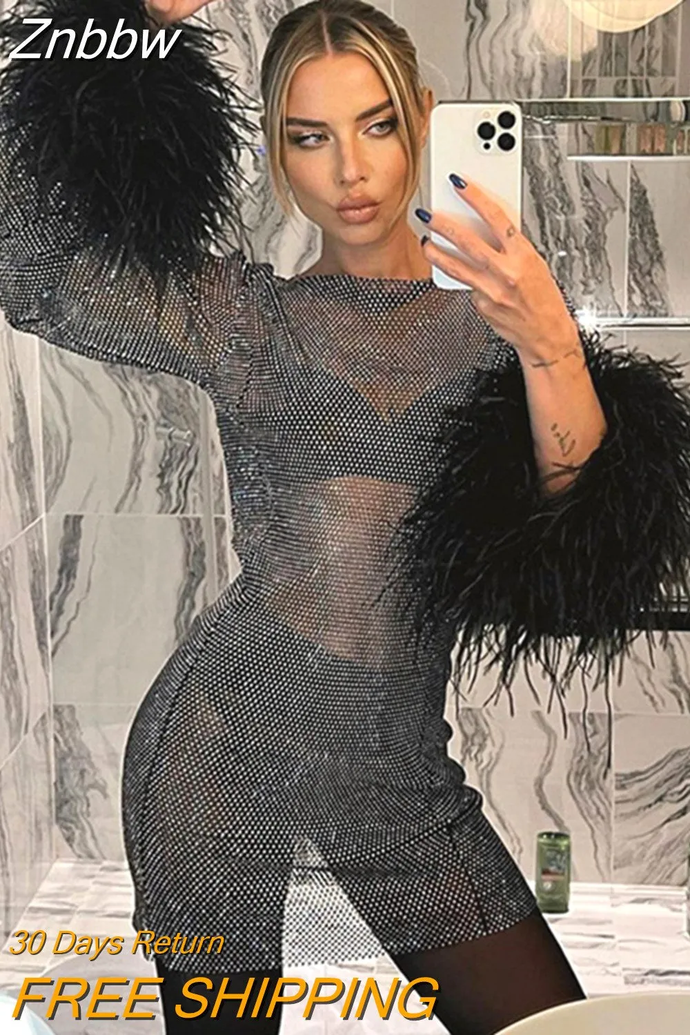 Znbbw Women 2023 Summer Sexy See Through Bodycon Party Club Birthday Streetwear Mini Dress Wholesale Items For Business