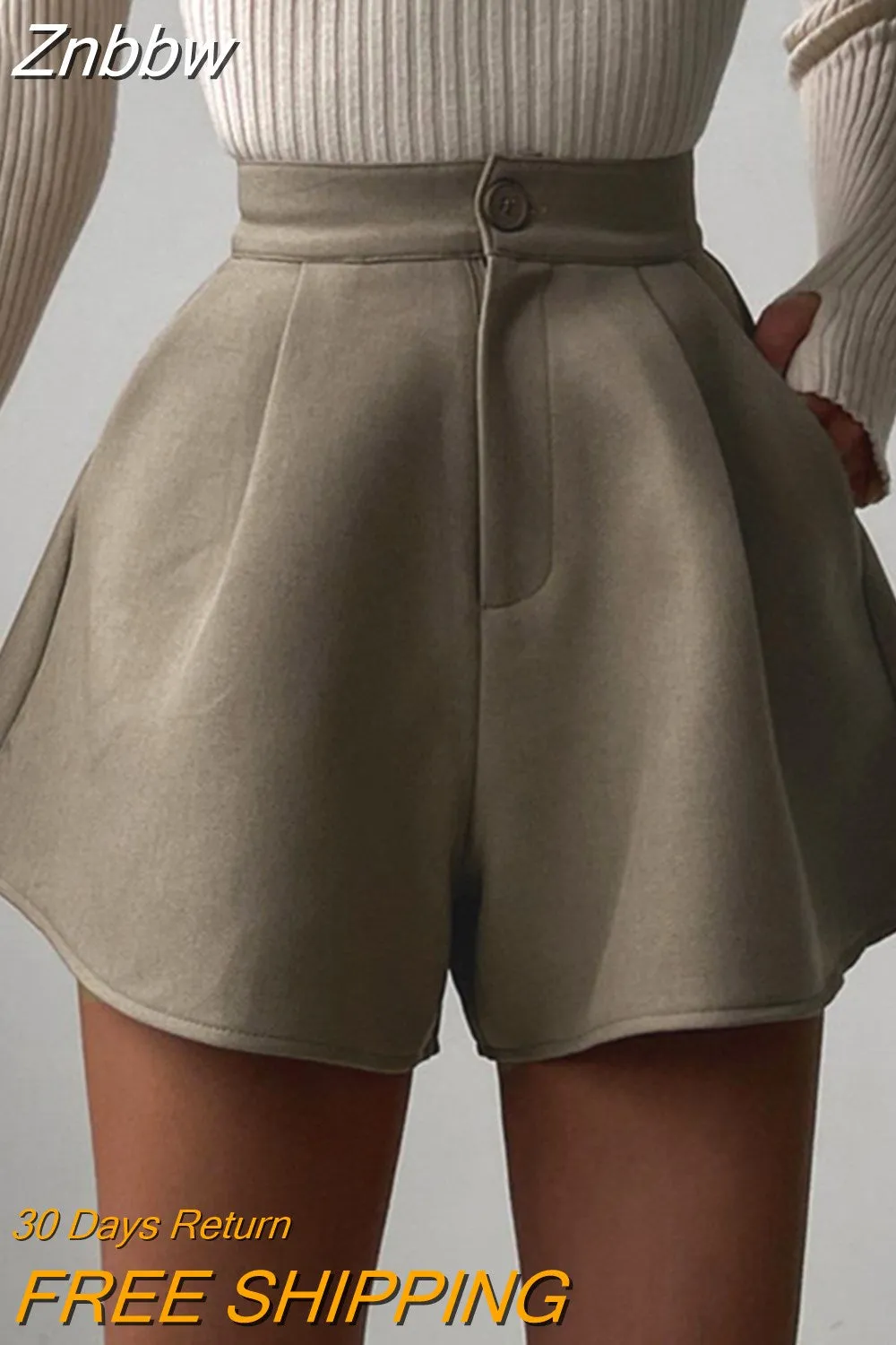 Znbbw High Wait Wide-leg Shorts Women Bottom Casual Loose A- Line Short Pants Ladies Leisure Summer New Vintage Shorts