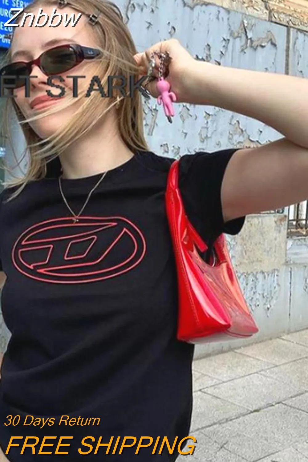 Znbbw Women Vintage Goth Crop Top Punk Streetwear Slim Aesthetic Print Graphic Grunge Crop T-Shirt Emo Girls Baby Tee Y2k Clothes